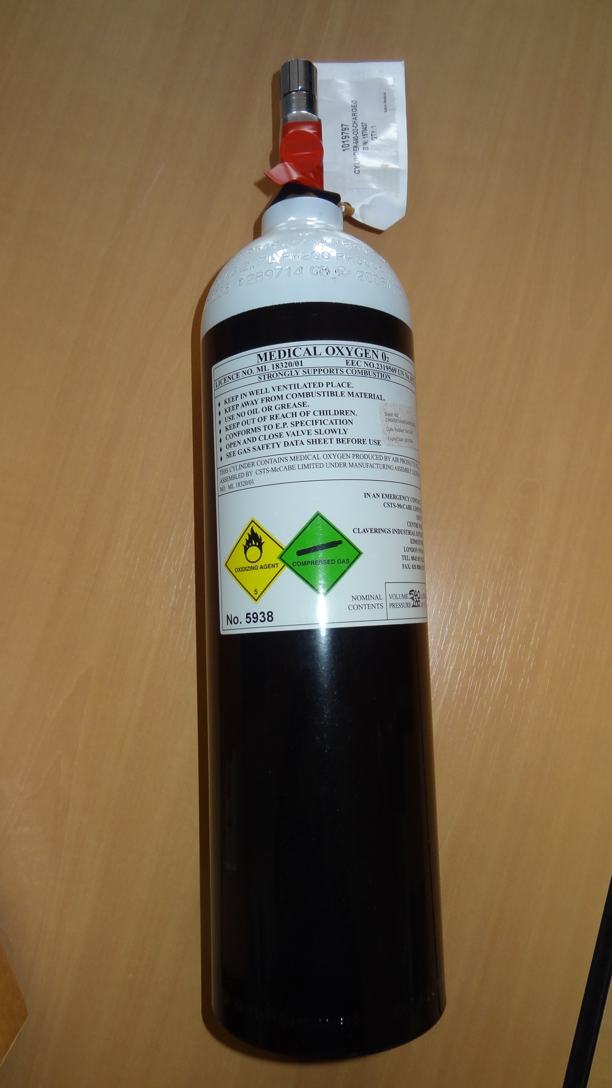 2.7ltr Oxygen Cylinder